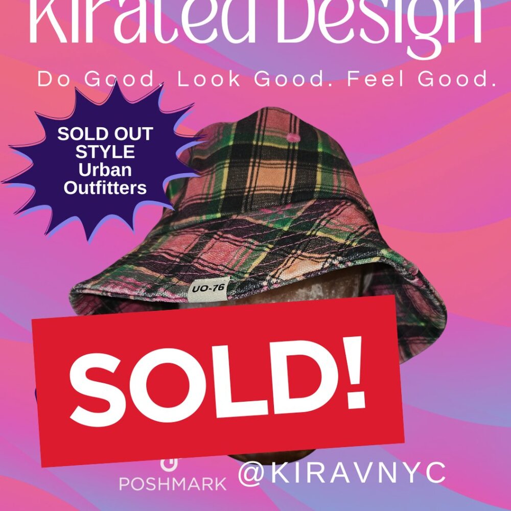 Urban Outfitters Plaid Fisherman Hat *rare* pink green peach black yellow NWOT